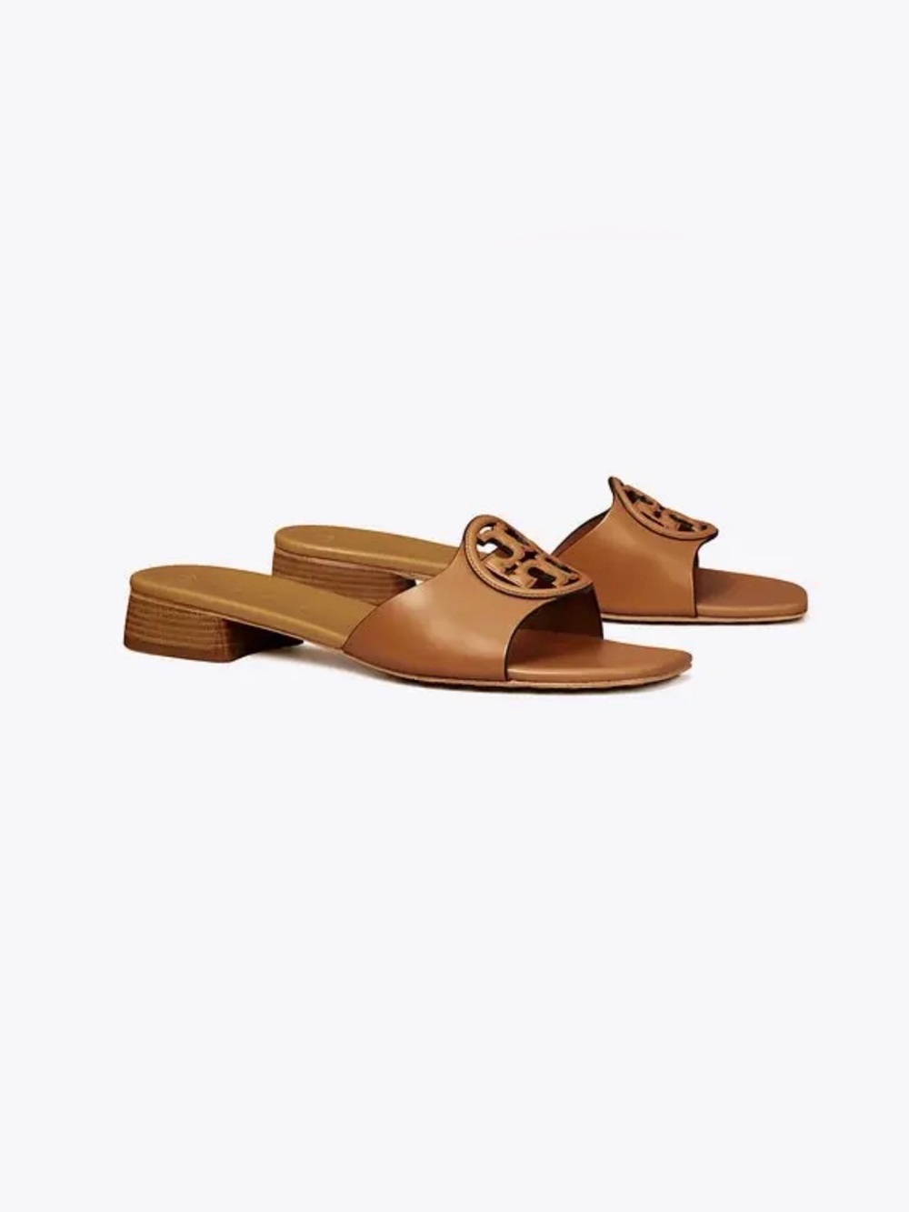 Tory Burch Bombe Caramel Corn/Hornet Tan Leather Miller Slide Sandals 6.5M